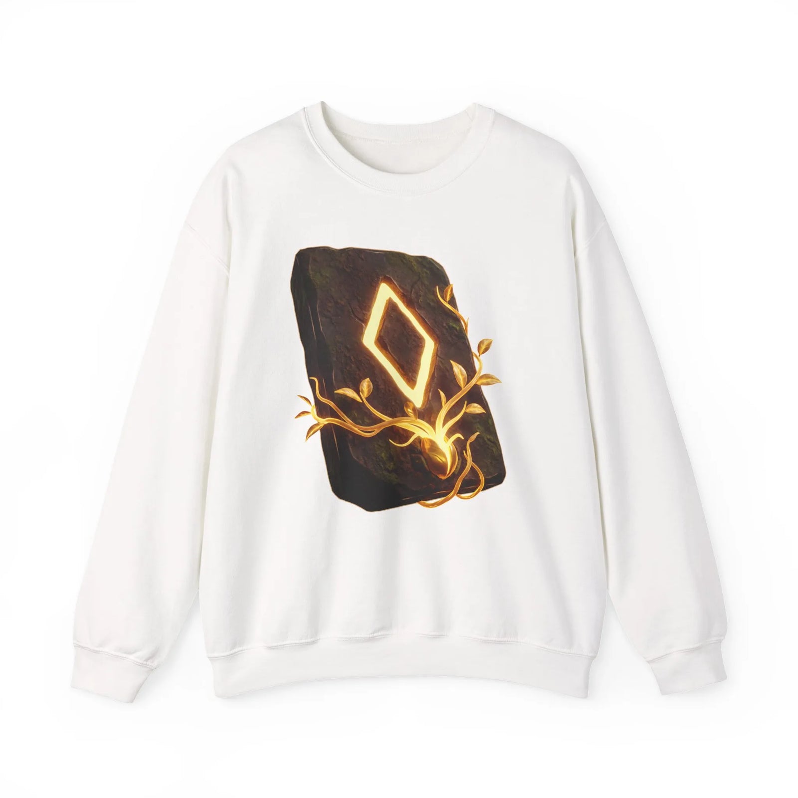Ingwaz Rune Sacred Seed Sweatshirt - Classic Fit Heavy Blend Crewneck - Unisex White