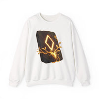Ingwaz Rune Sacred Seed Sweatshirt - Classic Fit Heavy Blend Crewneck - Unisex White
