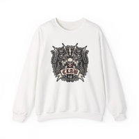 Rocker Cats Band Crest Sweatshirt - Heavy Blend Cotton-Poly Crewneck - Unisex White