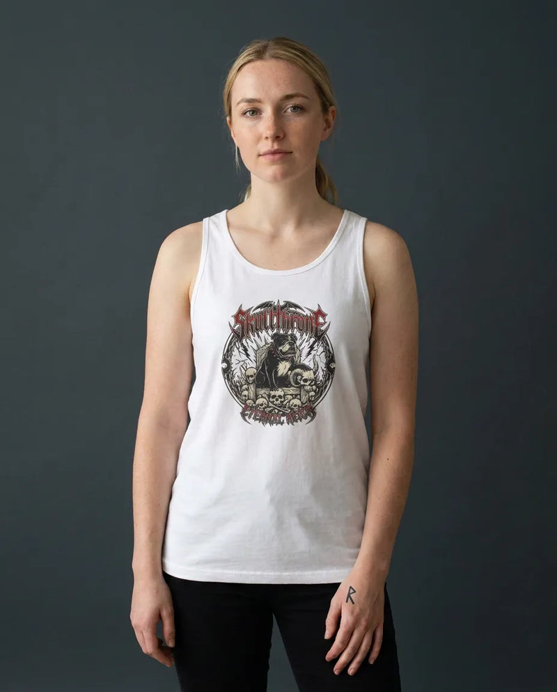 Skull Throne Rocker Dogs Graphic Tank Top - Soft Ringspun Cotton Jersey - Unisex Athletic Heather