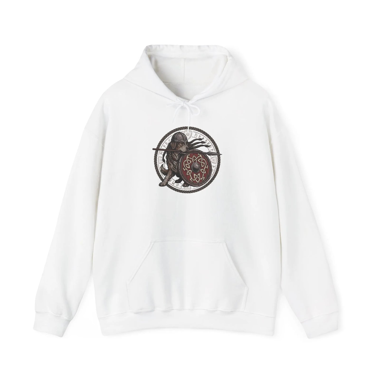 Shieldmaiden Viking Berserker Dog Hoodie - Heavy Blend Cotton Poly Pullover - Unisex White