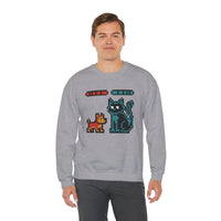 Pixel Gaming Dogs Boss Fight Sweatshirt - Heavy Blend Fleece Crewneck - Unisex White