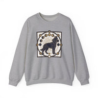 Sacred Geometry Spirit Dog Sweatshirt - Heavyweight Cotton Blend Crewneck - Unisex White