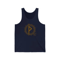 Thurisaz Rune Thorn Defense Tank Top - Soft Cotton Jersey Retail Fit - Unisex White