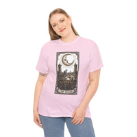 Moonlight Wolves Tarot Graphic T-Shirt - Heavy Cotton Classic Fit Crewneck - Unisex White