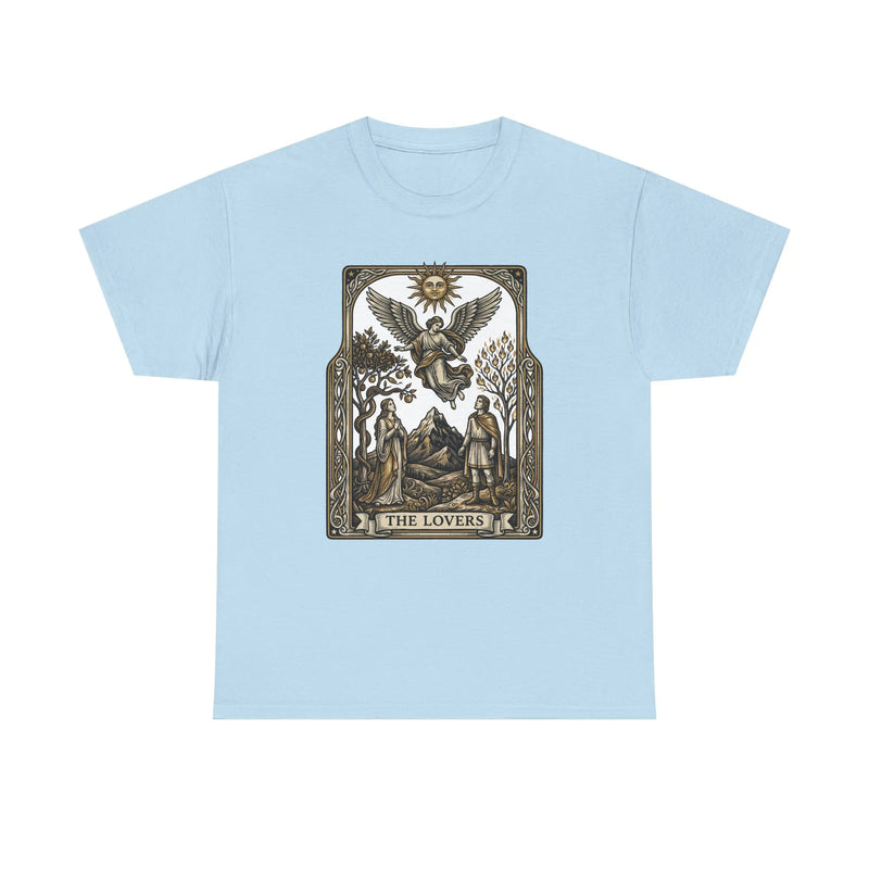 The Lovers Tarot Card Graphic T-Shirt - Heavy Cotton Classic Fit Tee - Unisex White