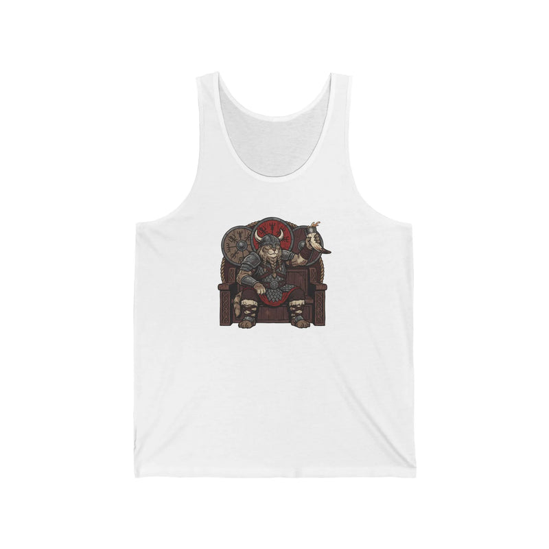Viking Berserker Cat Graphic Tank Top - Lightweight Ringspun Cotton Jersey - Unisex Athletic Heather