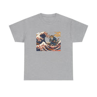 Ronin & Wave Ukiyo-e Cat T-Shirt - Heavy Cotton Classic Fit Tee - Unisex White