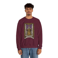Justice Tarot Card Sweatshirt - Heavy Blend Cotton Poly Crewneck - Unisex White