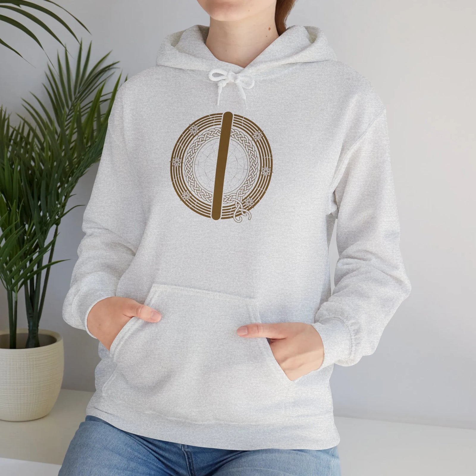 Isa Ice Stillness Rune Hoodie - Heavyweight Cotton Blend Pullover - Unisex White