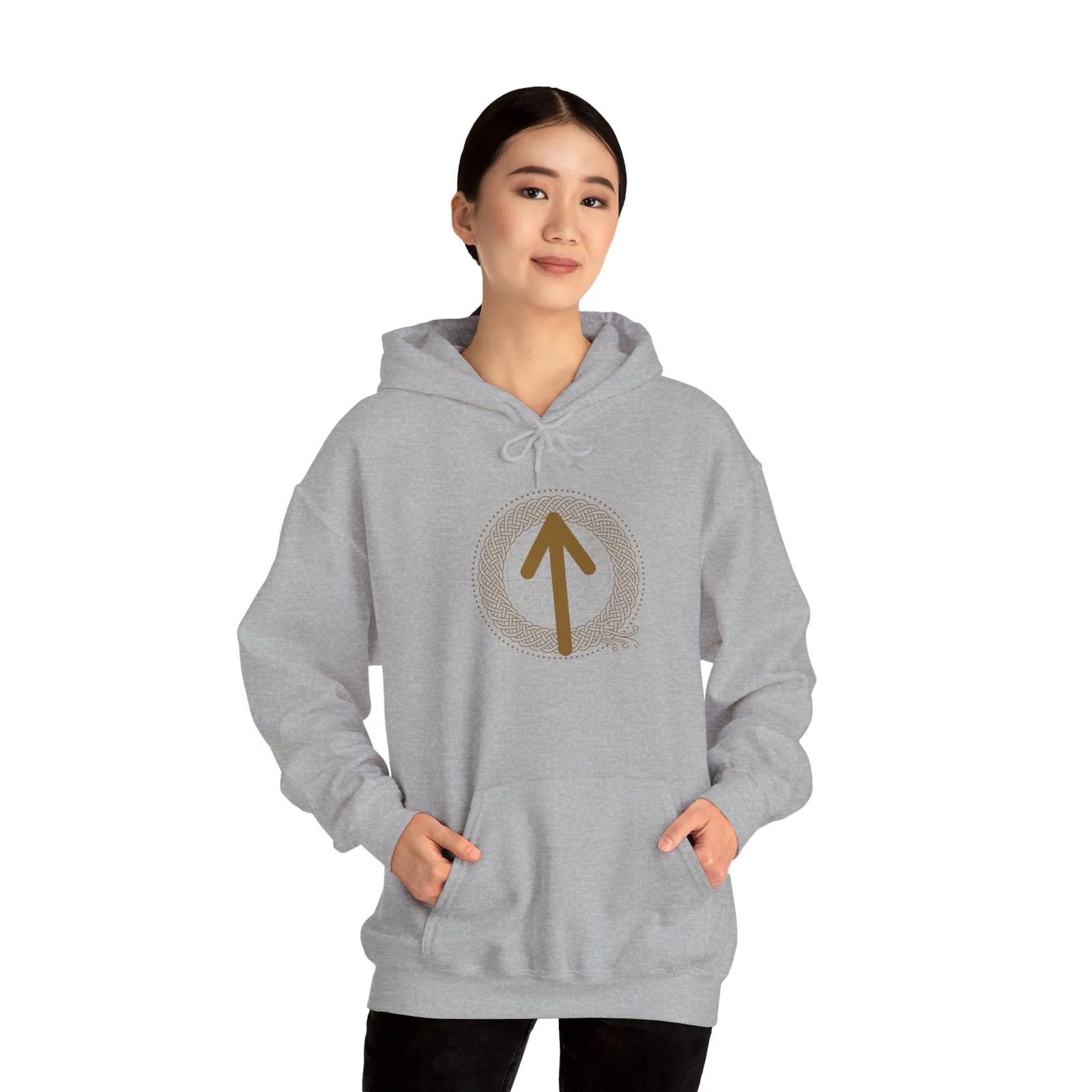 Tiwaz Rune Justice Sovereignty Hoodie - Medium Weight Cotton Blend Pullover - Unisex White