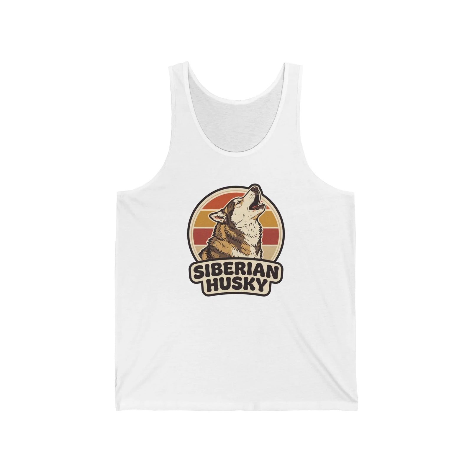 Siberian Husky Retro Sunset Tank Top - Lightweight Jersey Retail Fit - Unisex Athletic Heather