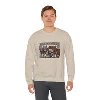 Freyja's Sacred Cats Norse Woodcut Sweatshirt - Heavy Blend Crewneck Fleece - Unisex White