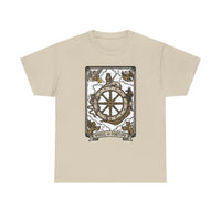 Wheel of Fortune Tarot Graphic T-Shirt - Heavyweight Cotton Classic Fit - Unisex White