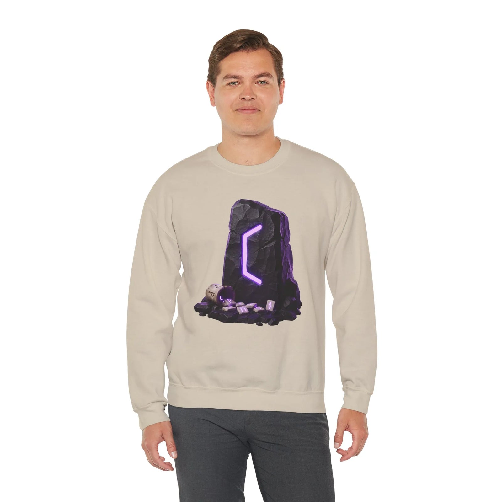 Perthro Rune Mystery Sweatshirt - Durable Cotton Poly Blend Crewneck - Unisex White