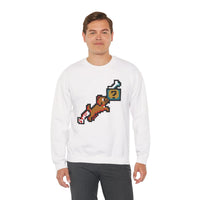 Fetch Quest 8-Bit Pixel Gaming Dog Sweatshirt - Heavy Blend Cotton Polyester Crewneck - Unisex White