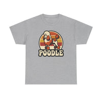 Poodle Retro 70s Sunset T-Shirt - Heavy Cotton Classic Fit Tee - Unisex White