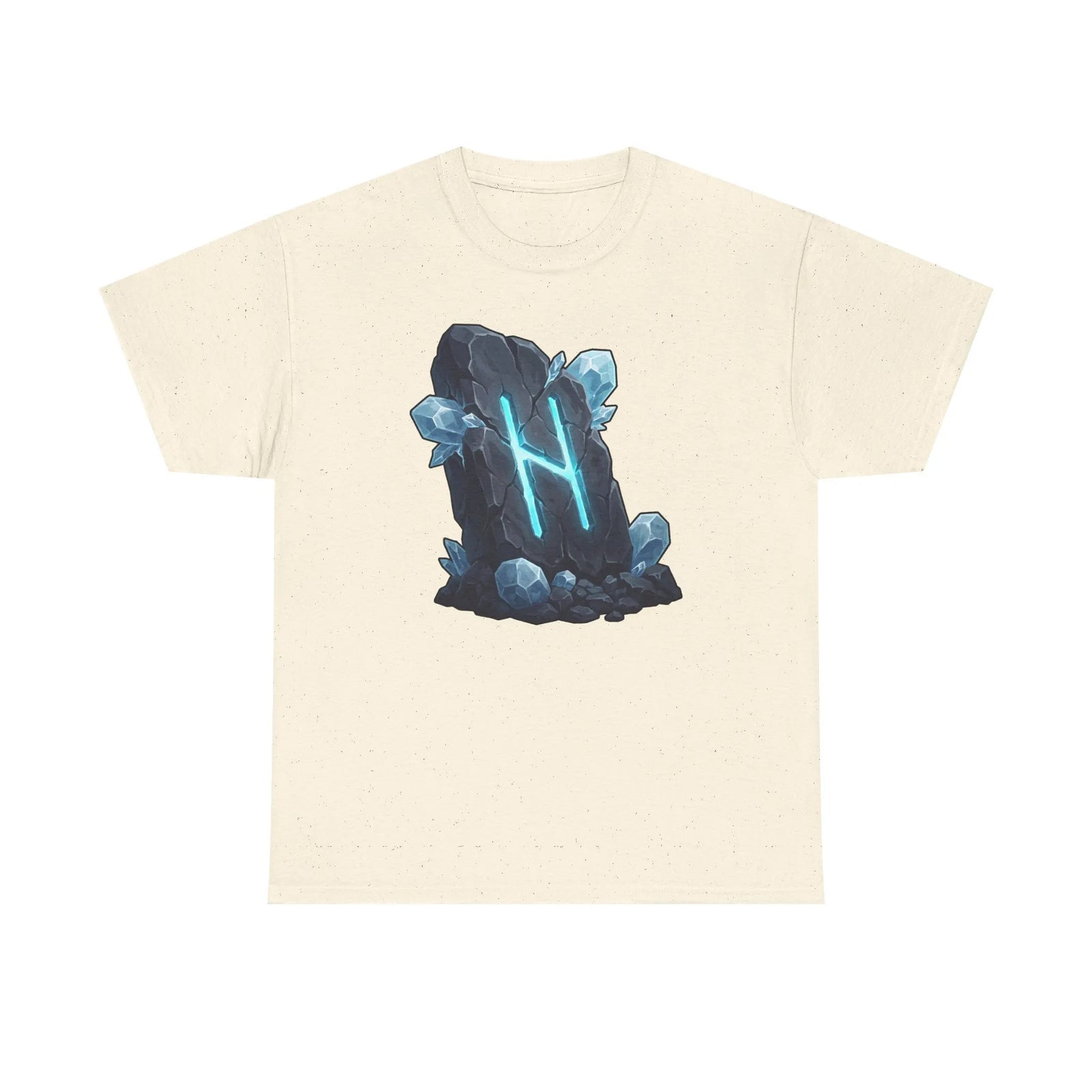 Hagalaz Rune Stone Graphic T-Shirt - Heavyweight Cotton Classic Fit - Unisex White