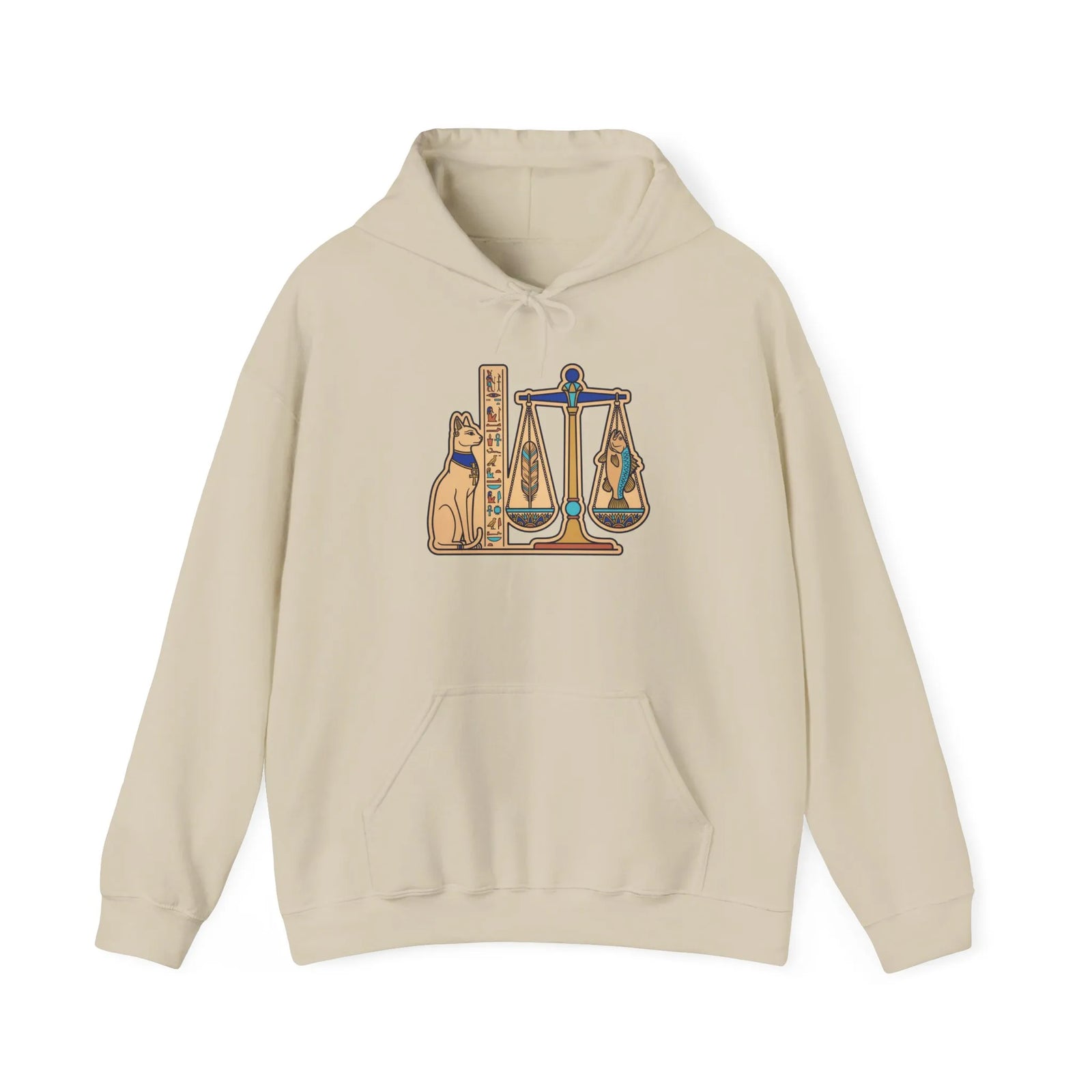 Sphynx Cat Egyptian Scales Hoodie - Heavyweight Cotton Blend Pullover - Unisex White