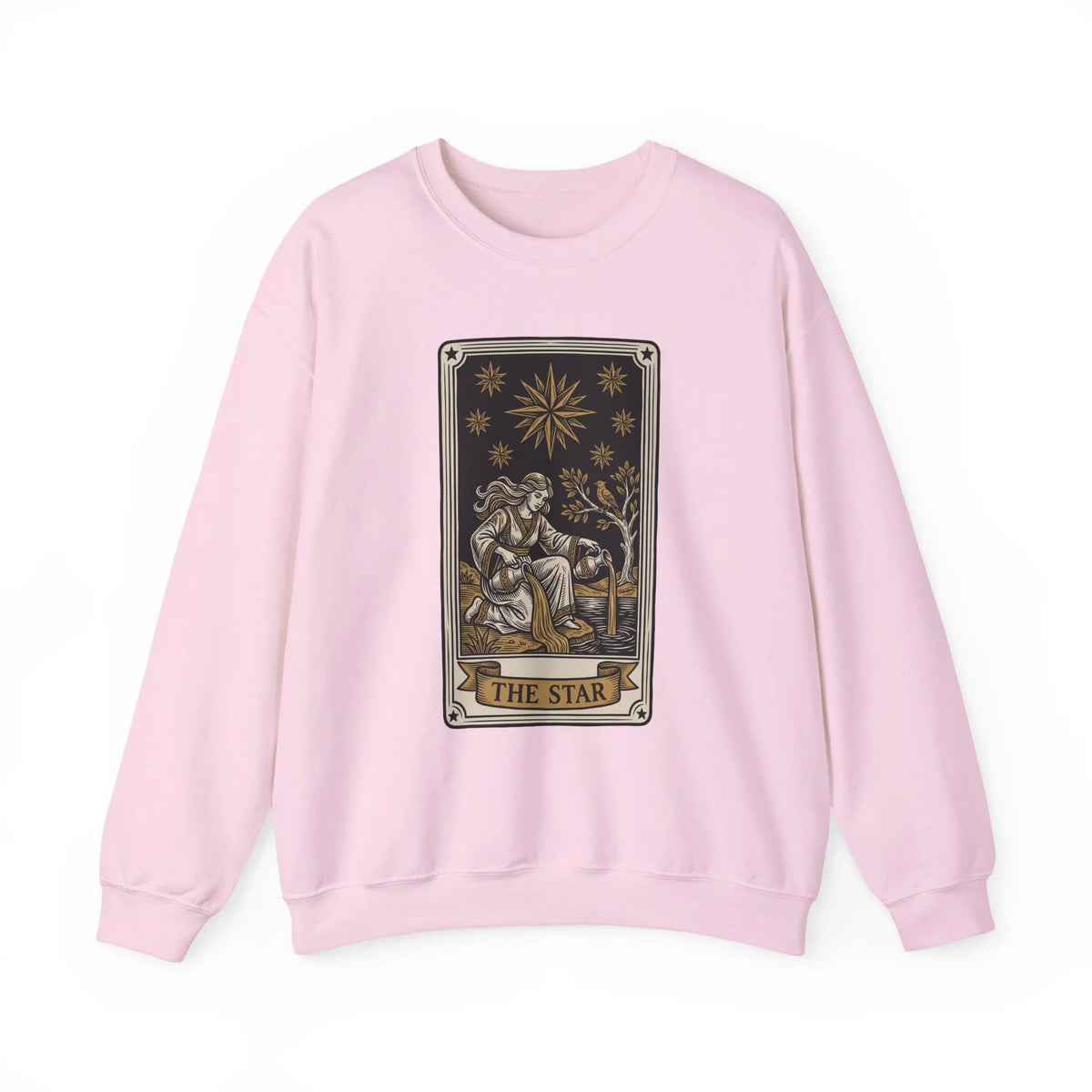 The Star Tarot Card Sweatshirt - 50/50 Cotton Polyester Crewneck - Unisex White
