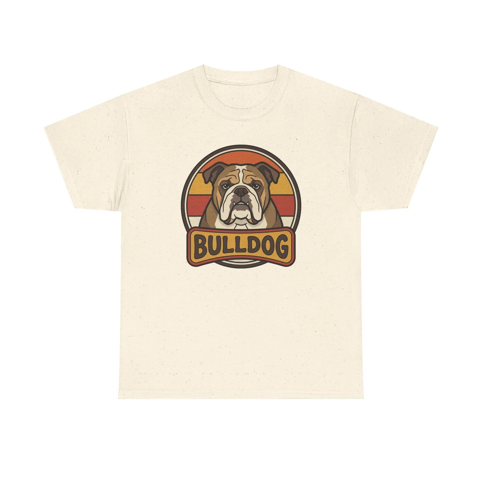 Bulldog Retro 70s Sunset T-Shirt - Heavy Cotton Classic Fit Tee - Unisex White