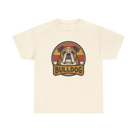 Bulldog Retro 70s Sunset T-Shirt - Heavy Cotton Classic Fit Tee - Unisex White