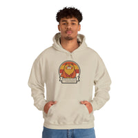 Retro 70s Persian Cat Sunset Hoodie - Cotton Poly Blend Fleece Pullover - Unisex White