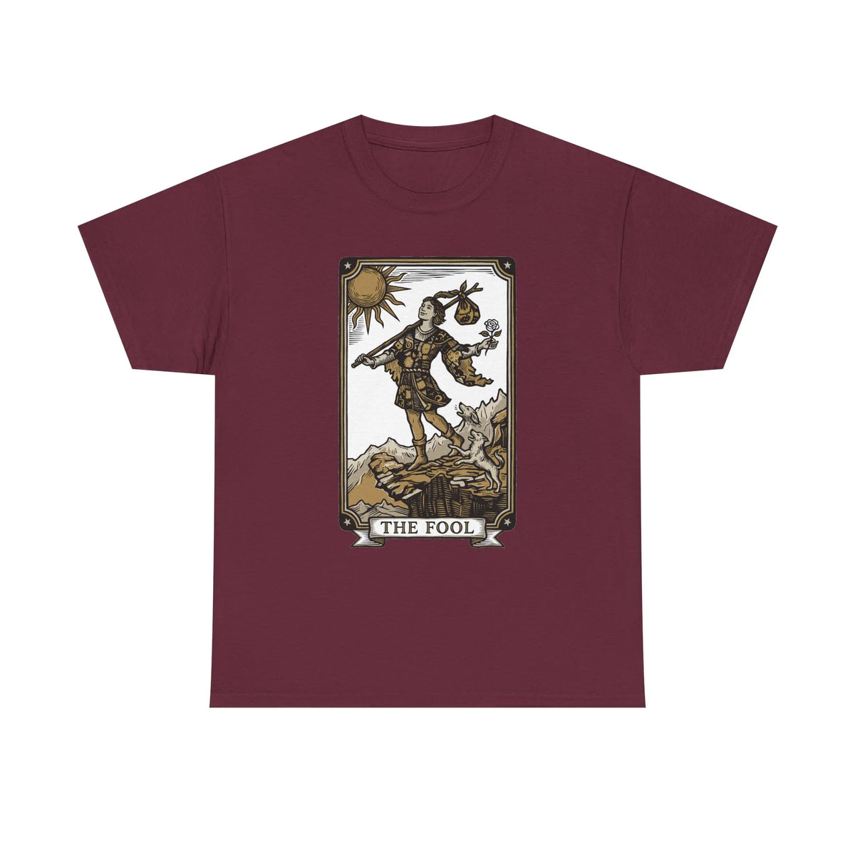 The Fool Tarot Card Graphic T-Shirt - Heavy Cotton Classic Fit Tee - Unisex White