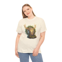 Elhaz Rune Elk Protection T-Shirt - Heavy Cotton Classic Fit Tee - Unisex White