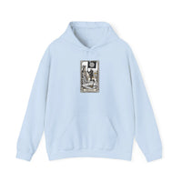 Death Tarot Card Graphic Hoodie - Medium-Heavy Cotton-Poly Blend Pullover - Unisex White