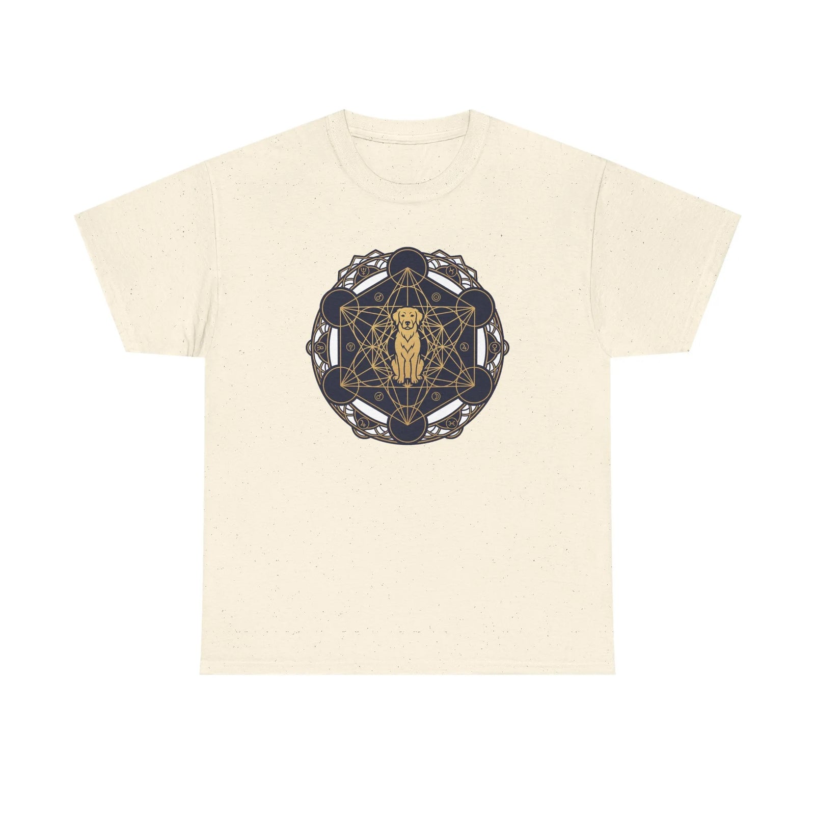 Metatron's Hound Sacred Geometry T-Shirt - Heavy Cotton Classic Fit Tee - Unisex White