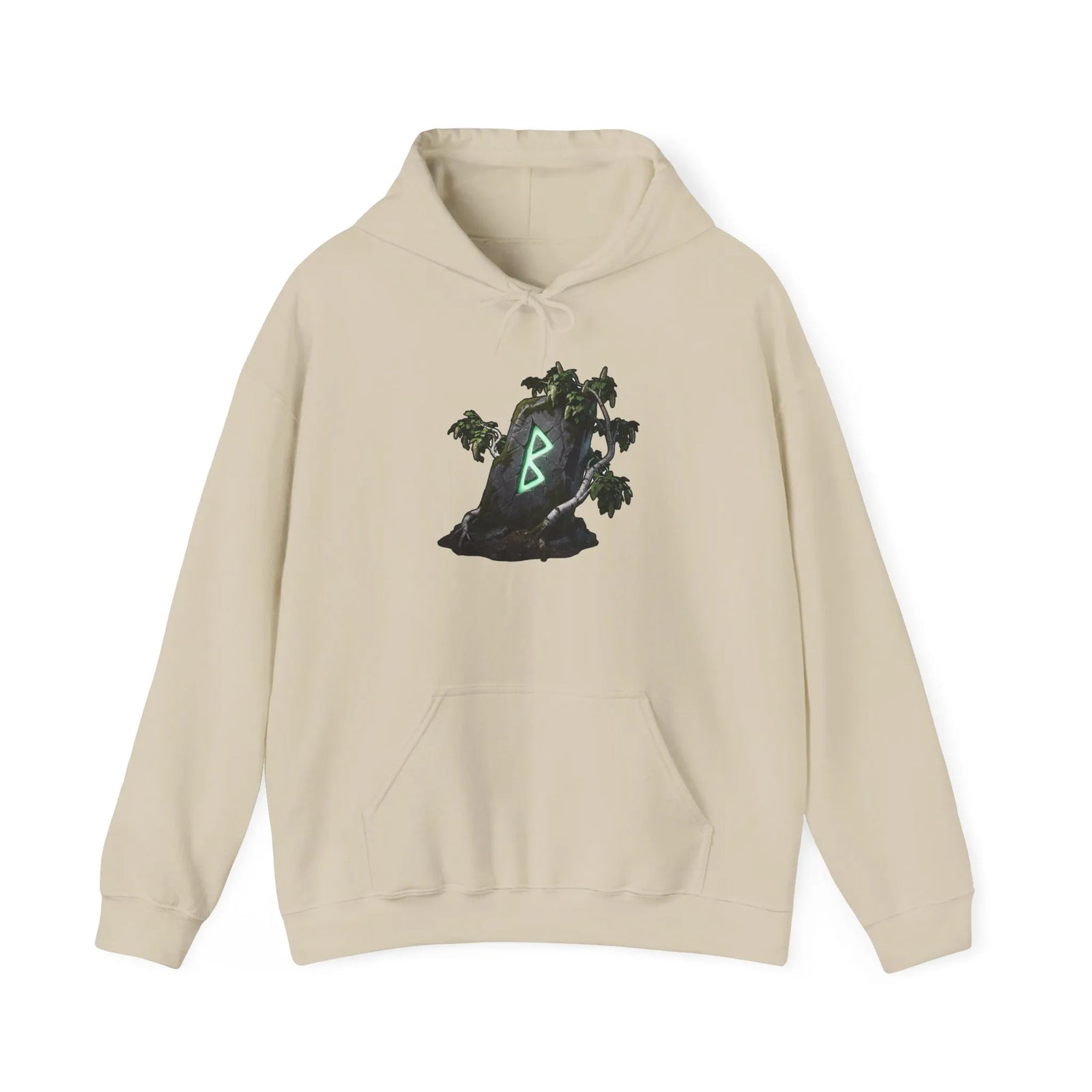 Berkana Birch Rune Graphic Hoodie - Soft Cotton-Poly Blend Pullover - Unisex White