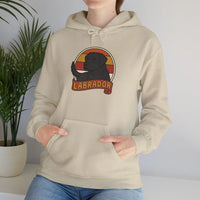 Labrador Retro 70s Sunset Breed Hoodie - Cozy Cotton Blend Pullover - Unisex White