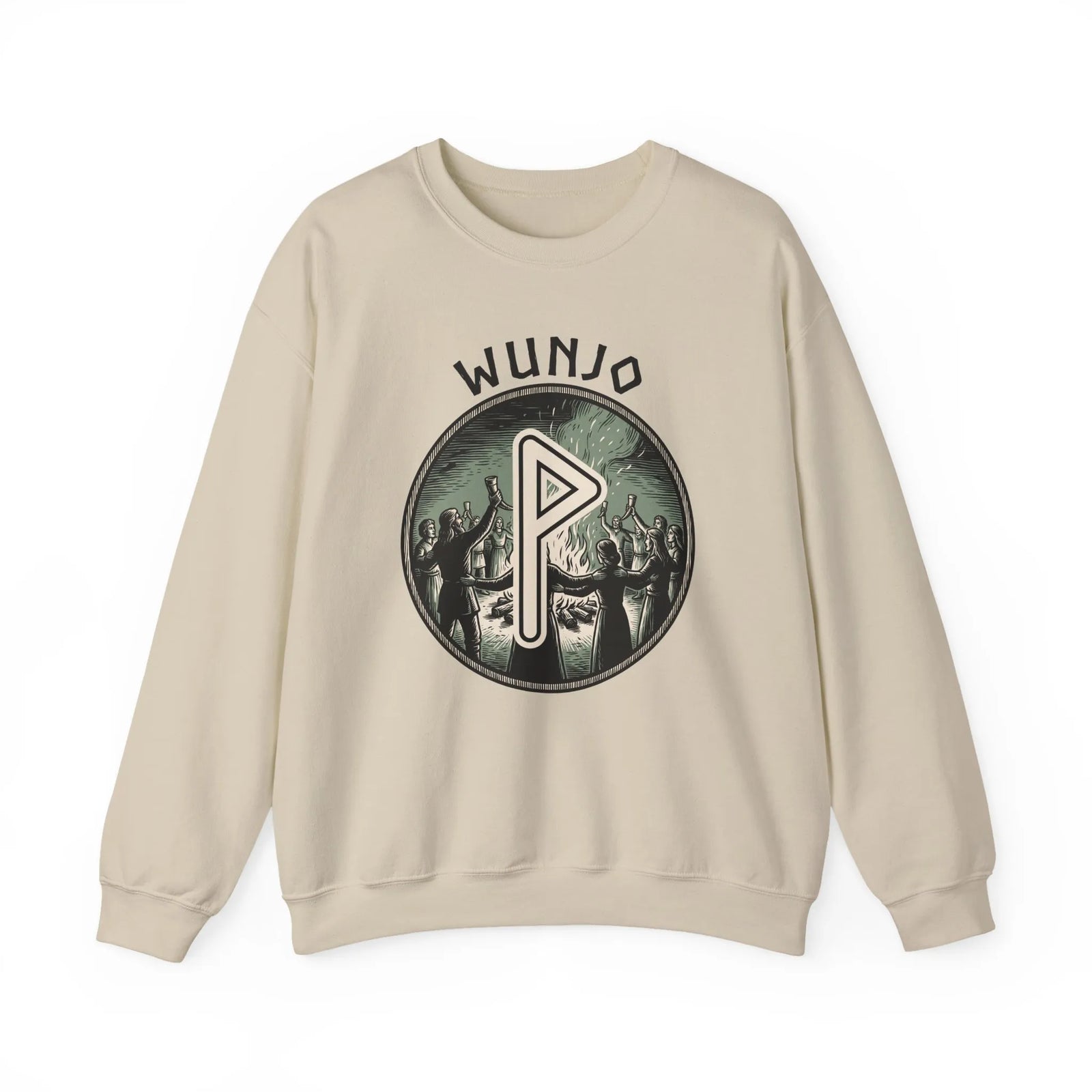 Wunjo Rune Joy Celebration Sweatshirt - Heavy Blend Cotton Poly Crewneck - Unisex White