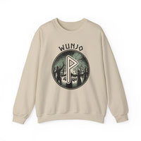 Wunjo Rune Joy Celebration Sweatshirt - Heavy Blend Cotton Poly Crewneck - Unisex White