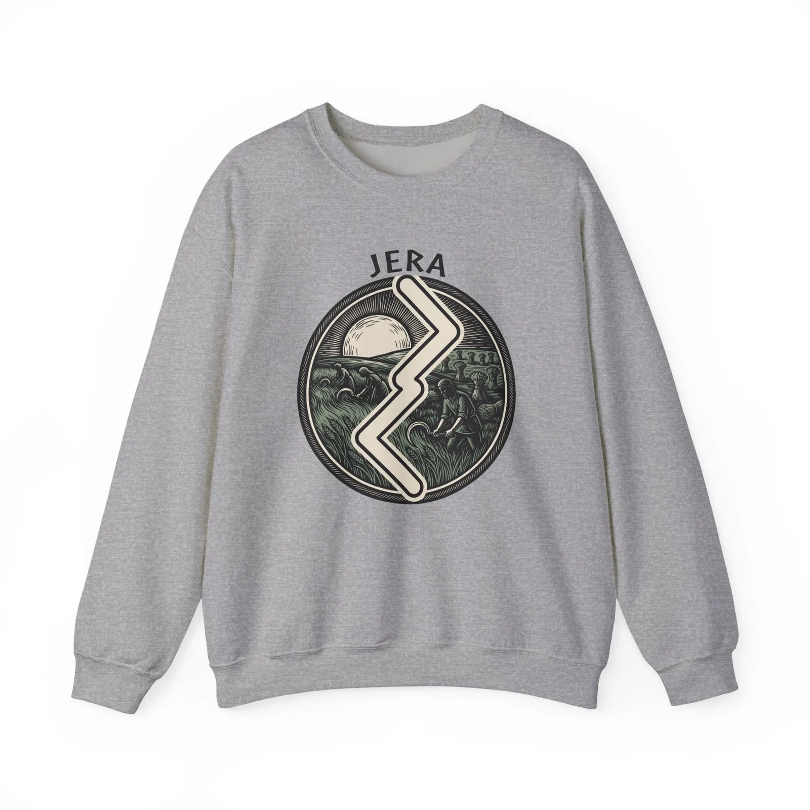 Jera Rune Harvest Field Sweatshirt - Medium Weight Cotton Blend Crewneck - Unisex White