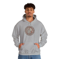 Freyja's Sacred Cat Woodcut Hoodie - Heavy Blend Cotton Poly Pullover - Unisex White