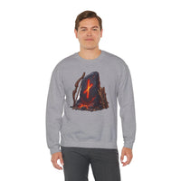 Nauthiz Rune Need-Fire Graphic Sweatshirt - Heavy Blend Crewneck Fleece - Unisex White