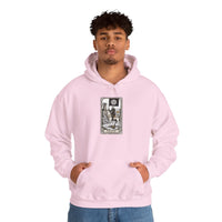 Death Tarot Card Graphic Hoodie - Medium-Heavy Cotton-Poly Blend Pullover - Unisex White