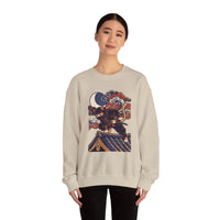 Ninja Cat Ukiyo-e Samurai Sweatshirt - Soft Heavyweight Fleece Crewneck - Unisex White