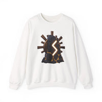 Sowulo Rune Sun Graphic Sweatshirt - Classic Fit Fleece Crewneck - Unisex White