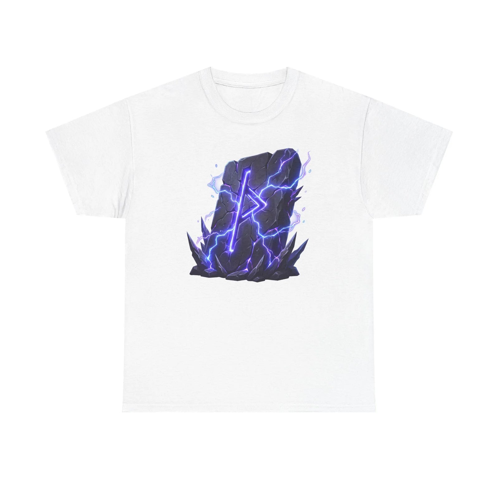 Thurisaz Rune Lightning Graphic T-Shirt - Heavy Cotton Classic Fit Tee - Unisex White