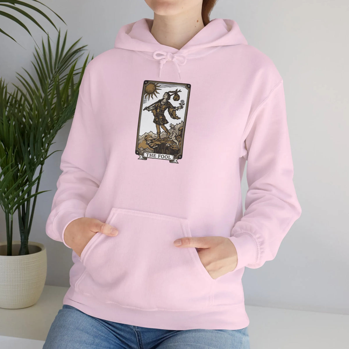 The Fool Tarot Card Hoodie - Heavy Blend Cotton Blend Pullover - Unisex White