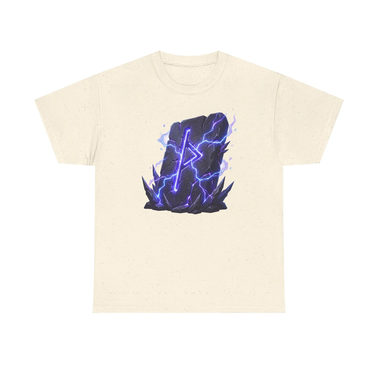 Thurisaz Rune Lightning Graphic T-Shirt - Heavy Cotton Classic Fit Tee - Unisex White