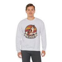 Calico Cat Retro 70s Sunset Sweatshirt - Heavy Blend Classic Fit Fleece - Unisex White