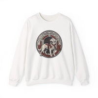 Garmr Norse Wolf Graphic Sweatshirt - Heavy Blend Classic Fit Crewneck - Unisex White