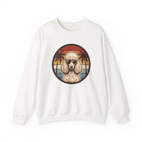 70s Sunset Poodle Aviators Graphic Sweatshirt - Heavy Blend Cotton-Poly Crewneck - Unisex White