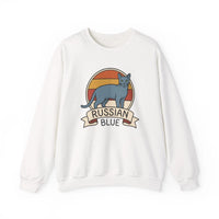 Russian Blue Retro 70s Sunset Sweatshirt - Heavy Blend Crewneck - Unisex White