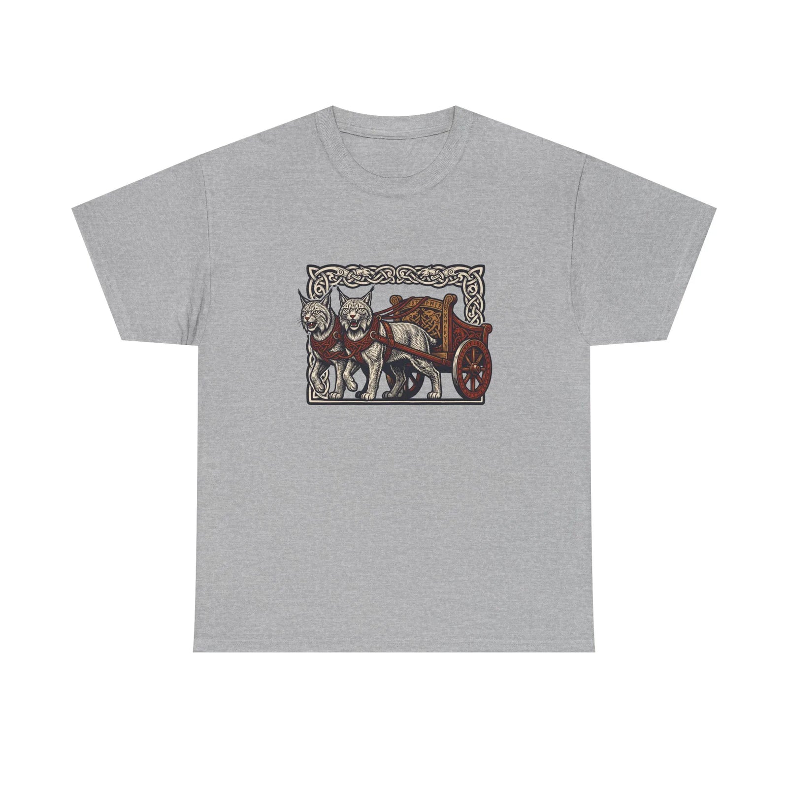 Freyja's Cats Chariot Graphic T-Shirt - Heavy Cotton Classic Fit Tee - Unisex White