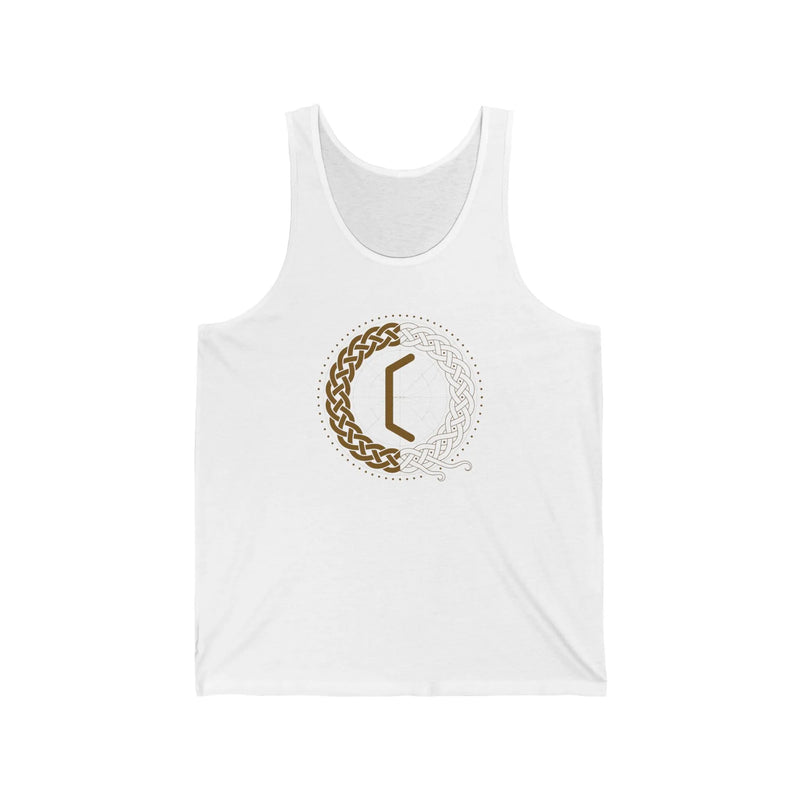 Perthro Rune Norse Mythology Tank Top - Lightweight Ring-Spun Jersey - Unisex White